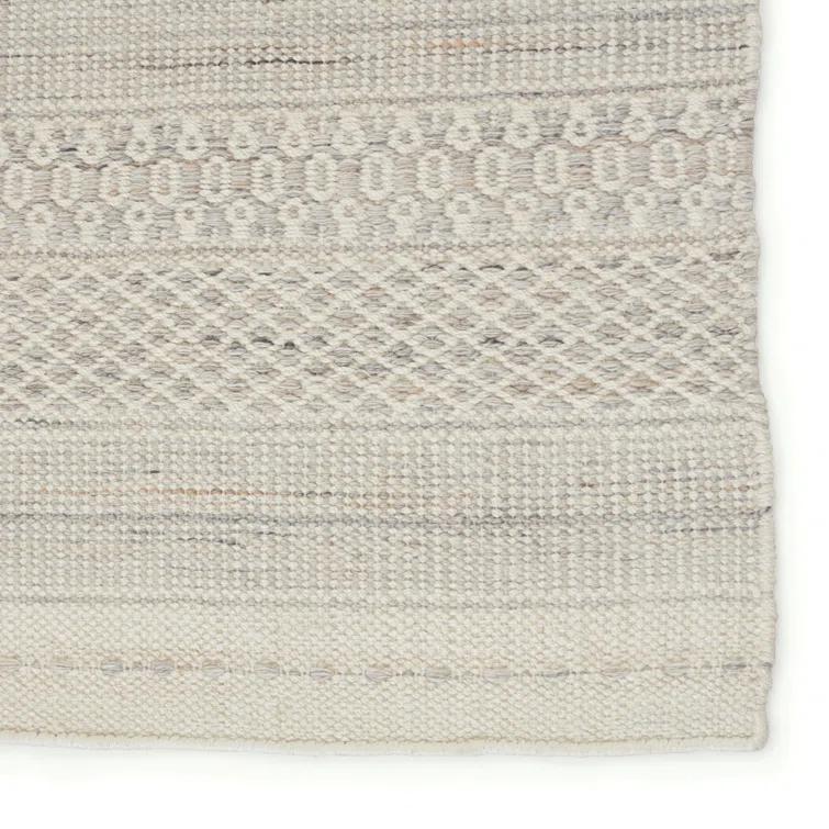 Gingham Geometric Handwoven Indoor/ Outdoor Area Rug in Cream