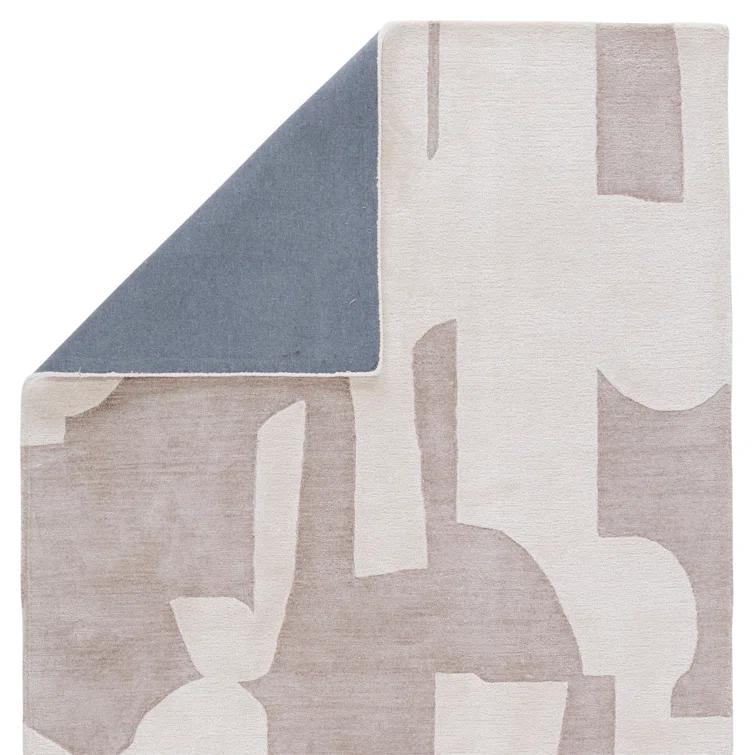 Handmade Abstract Taupe/ Cream Area Rug (10'X14')