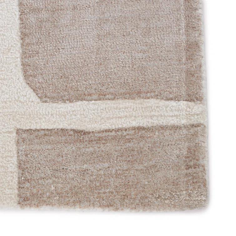 Handmade Abstract Taupe/ Cream Area Rug (10'X14')