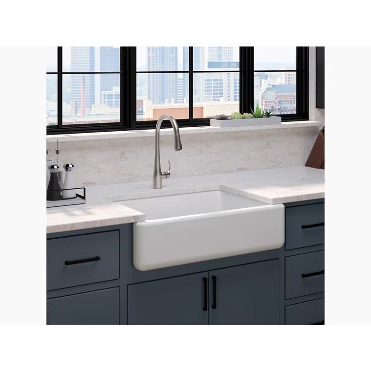 Whitehaven® 33" x 22" Self-Trimming Under-Mount Single-Bowl Kitchen Sink with Tall Apron