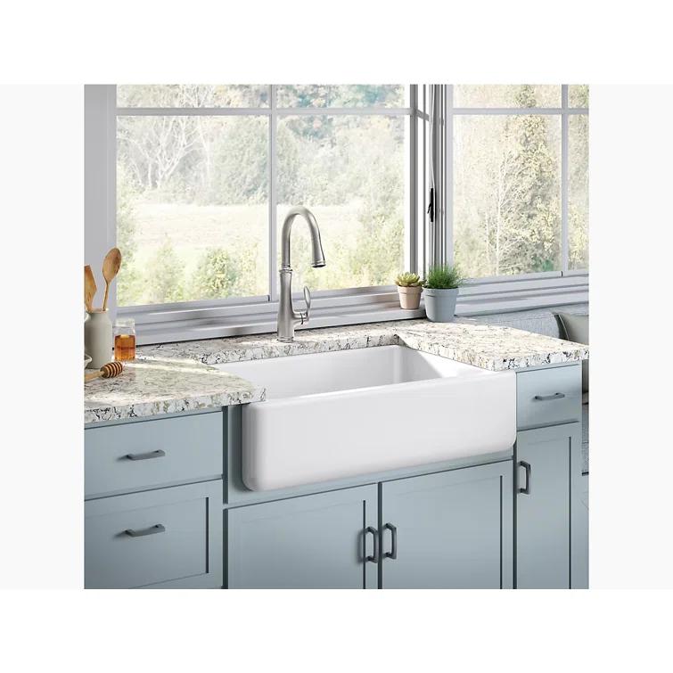 Whitehaven® 33" x 22" Self-Trimming Under-Mount Single-Bowl Kitchen Sink with Tall Apron