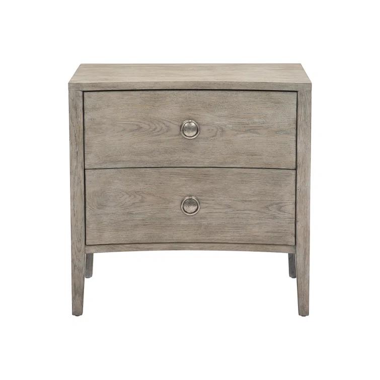 Gray Transitional 2 Drawer Nightstand with USB Ports