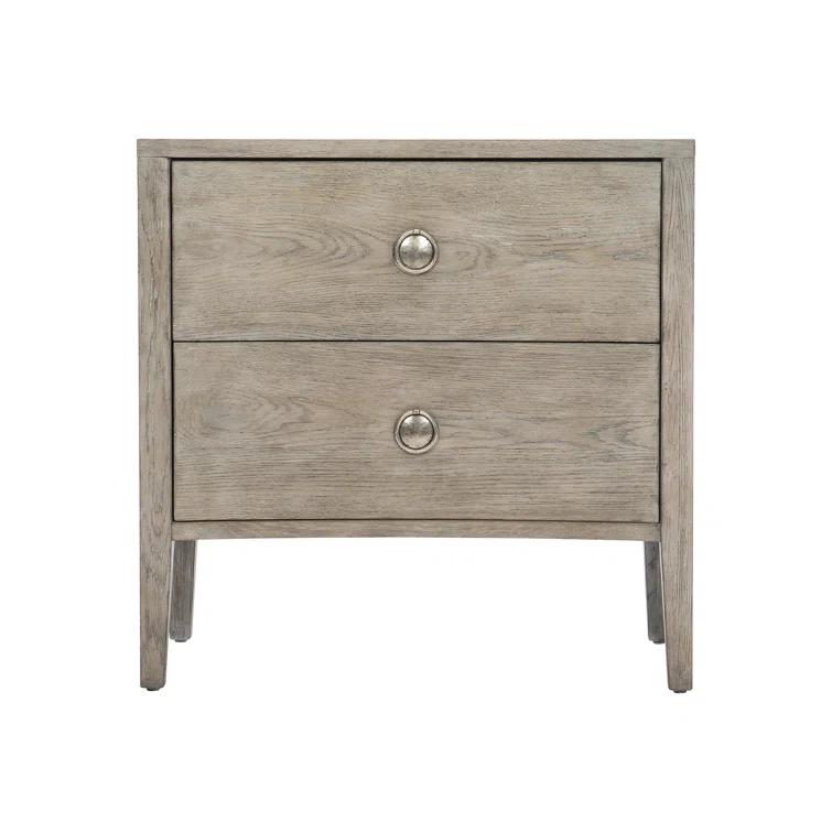 Gray Transitional 2 Drawer Nightstand with USB Ports