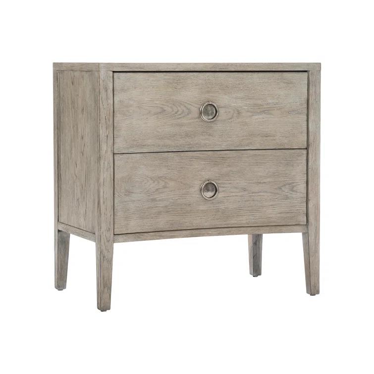 Gray Transitional 2 Drawer Nightstand with USB Ports