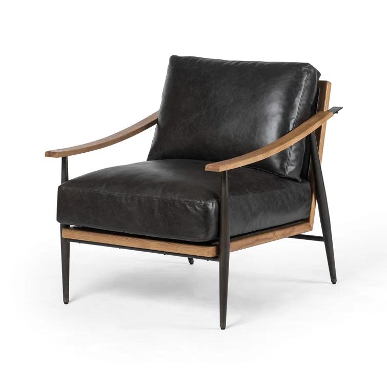 Sonoma Black Leather Modern Accent Chair