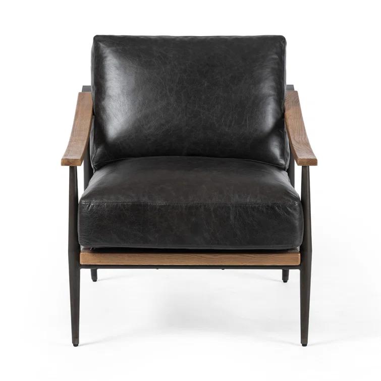 Sonoma Black Leather Modern Accent Chair