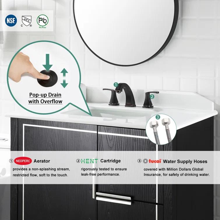 Widespread 2-handle Bathroom Faucet with Drain Assembly