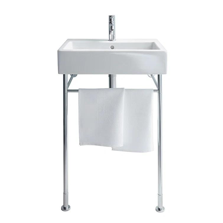Vero White Ceramic Rectangular Vessel Bathroom Sink with Overflow