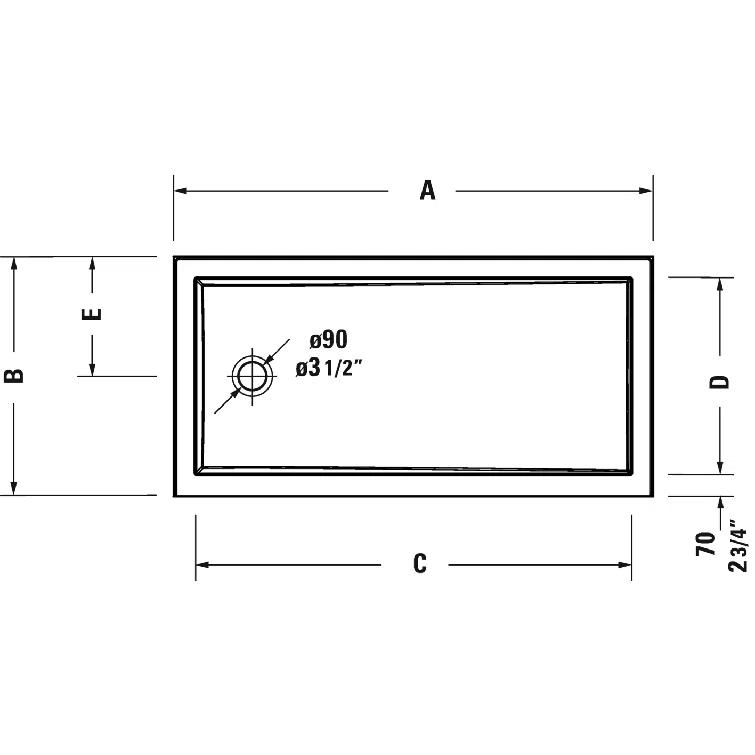 Duravit 720244000000090 Architec 36" W x 60" D Single Threshold Shower Base