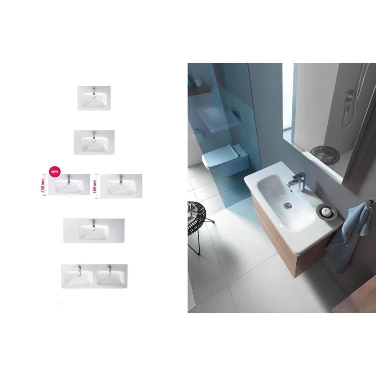 DuraStyle Ceramic 40" Wall Mount Bathroom Sink with Overflow