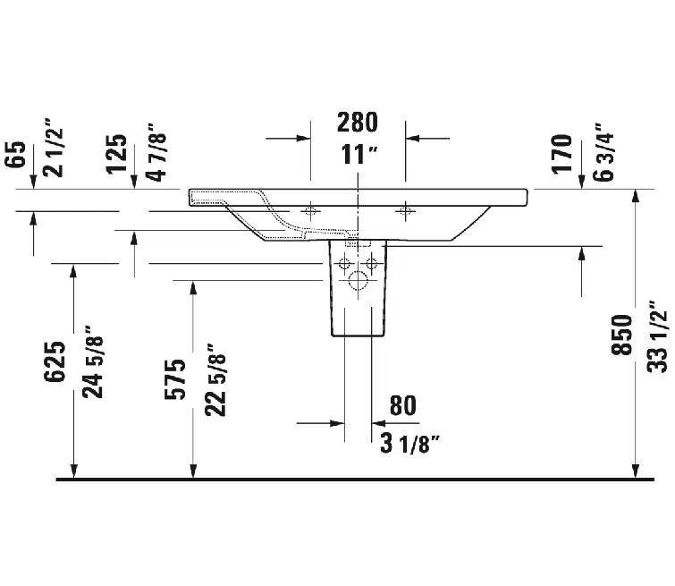 DuraStyle Ceramic 40" Wall Mount Bathroom Sink with Overflow