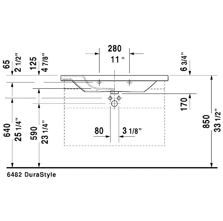 DuraStyle Ceramic 40" Wall Mount Bathroom Sink with Overflow