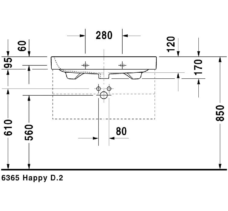 Happy D.2 Ceramic 32" Wall Mount Bathroom Sink with Overflow
