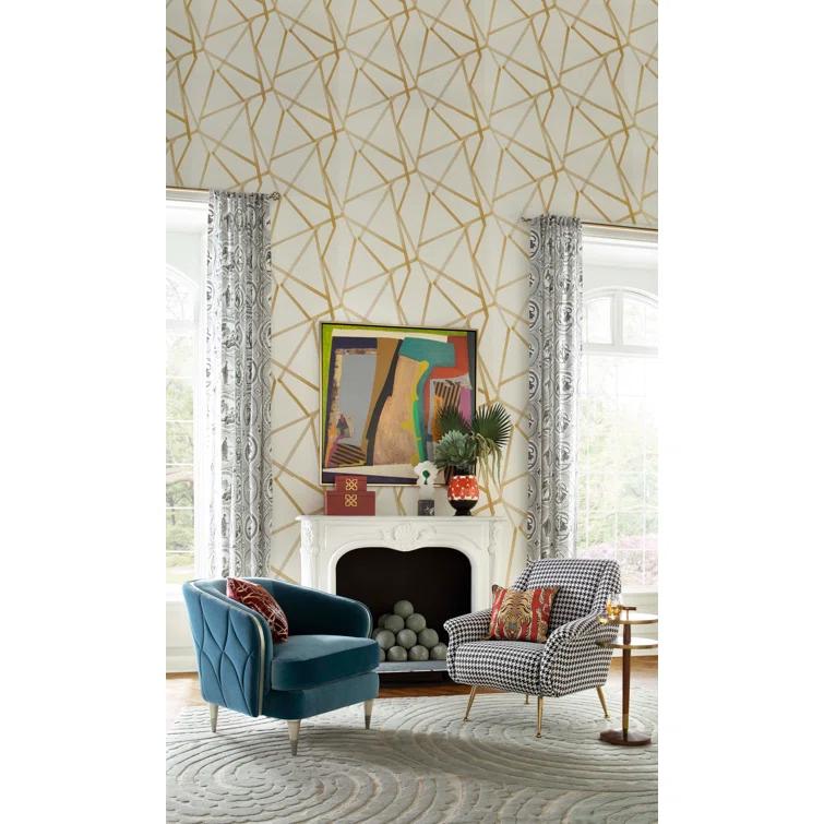 Ziegfeld 32'' Black Linen and Gold-Tone Modern Armchair
