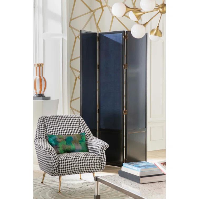 Ziegfeld 32'' Black Linen and Gold-Tone Modern Armchair