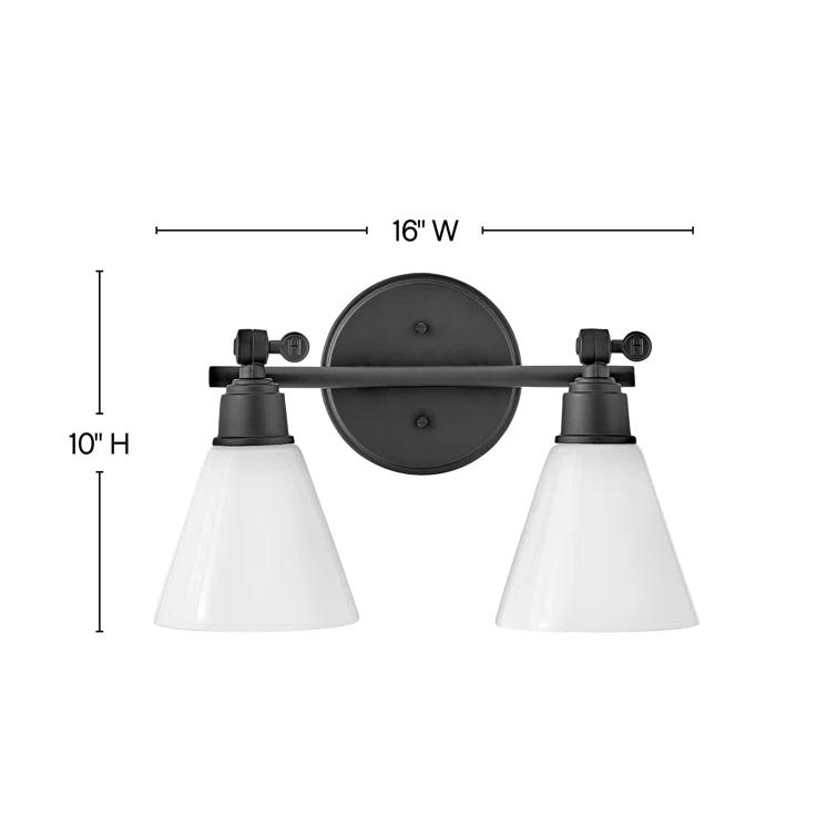 Arti 16-in Adjustable Two Light Bath Vanity with Cased Opal Shade