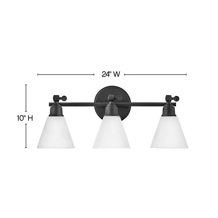 Hinkley Arti 24-in Adjustable Three Light Bath Vanity with Cased Opal Shade