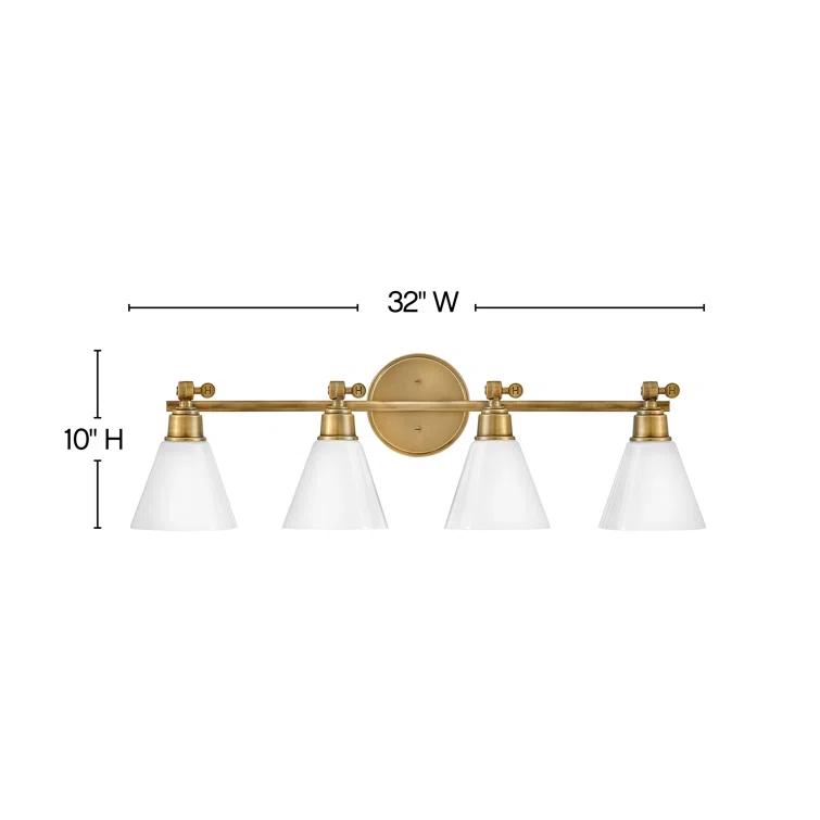 Arti 32-in Adjustable Four Light Bath Vanity with Cased Opal Shade