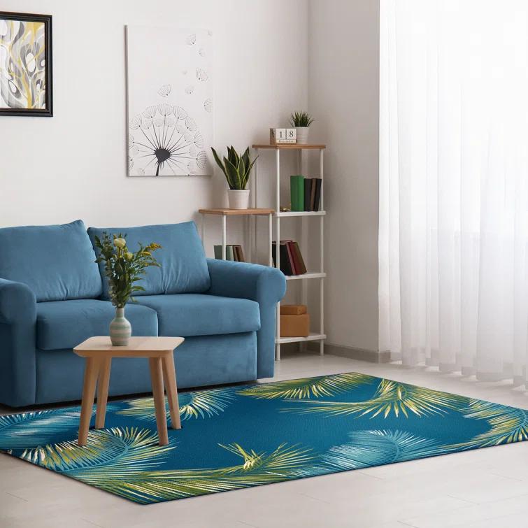 Shira Floral Navy/Green Indoor / Outdoor Area Rug