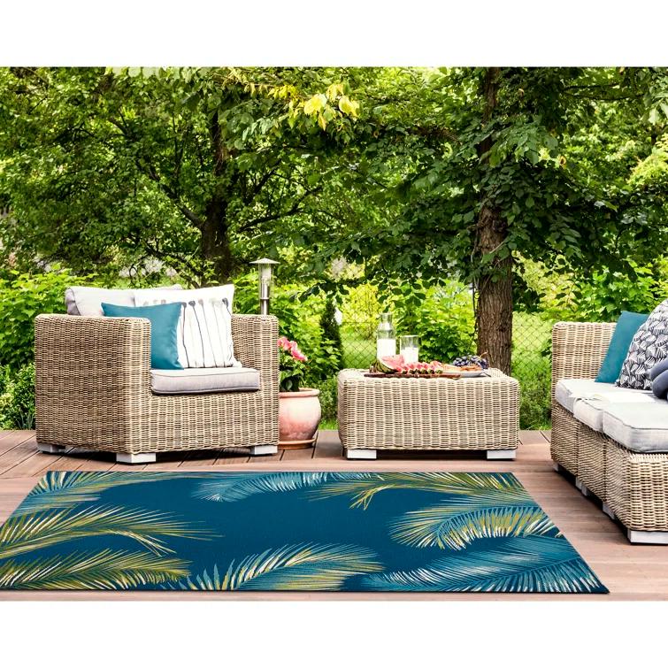 Shira Floral Navy/Green Indoor / Outdoor Area Rug