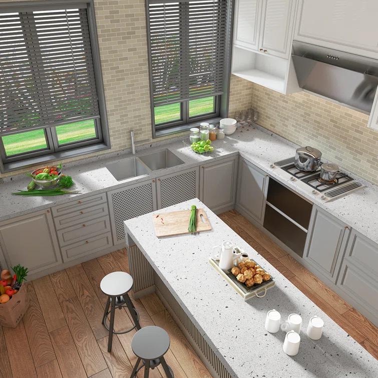 Sinber 32" x 19" Undermount Double Bowl Kitchen Sink with 18 Gauge 304 Stainless Steel Satin Finish