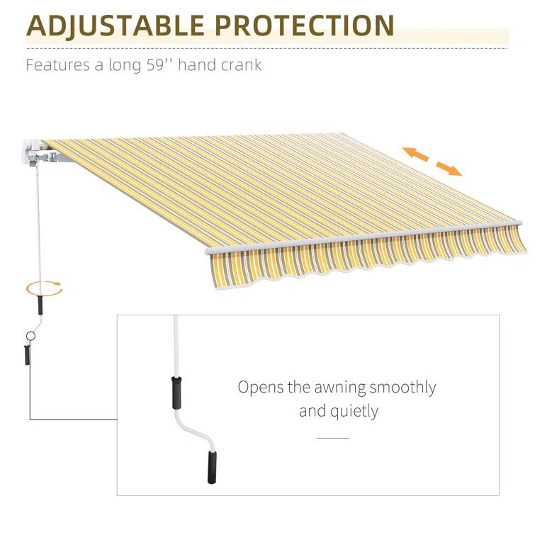 Outsunny 2'' Polyester Beige Cover Retractable Patio Awning