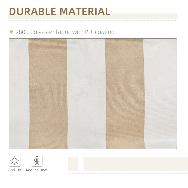 Outsunny 2'' Polyester Beige Cover Retractable Patio Awning