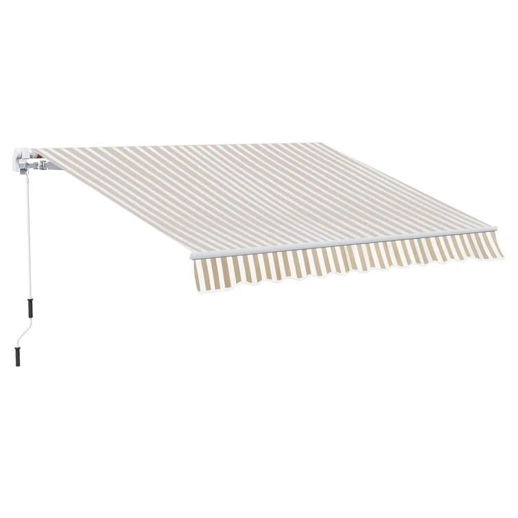 Outsunny 2'' Polyester Beige Cover Retractable Patio Awning