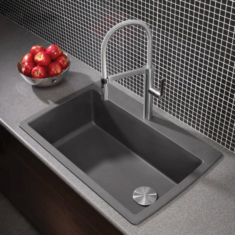 Diamond SILGRANIT 33.5" L x 22" W Super Single Drop-in/Undermount Kitchen Sink