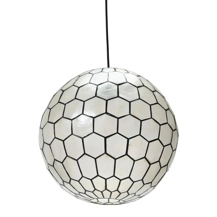 Storied Home 20"x19" Capiz Honeycomb Globe Pendant Light: ETL Listed, UL Certified, Metal Body