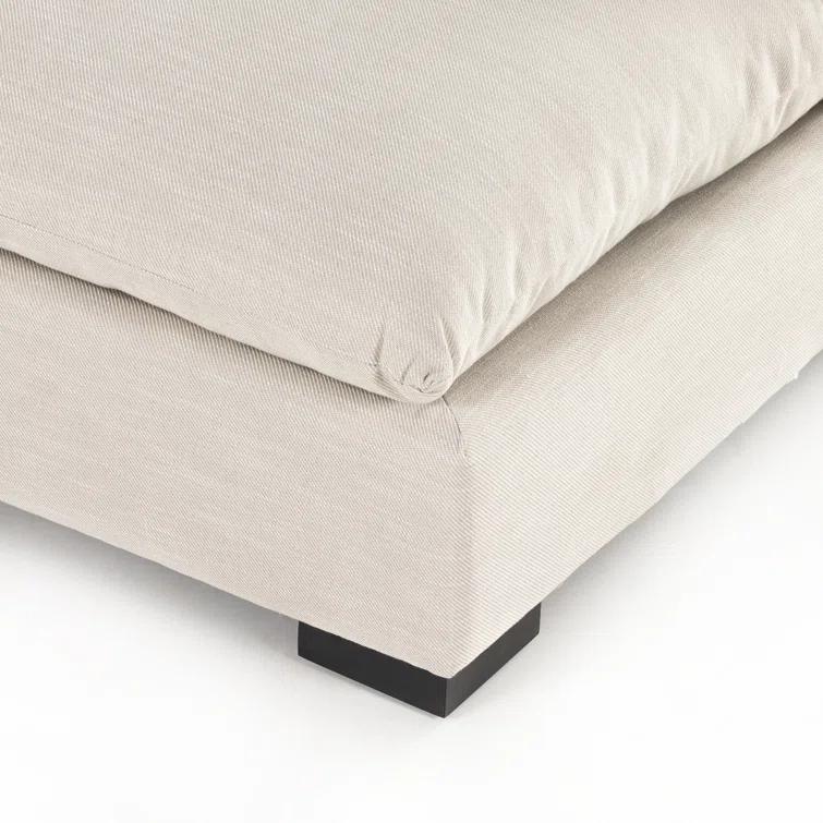 Ashby Oatmeal Armless Sofa with Espresso Wood Base