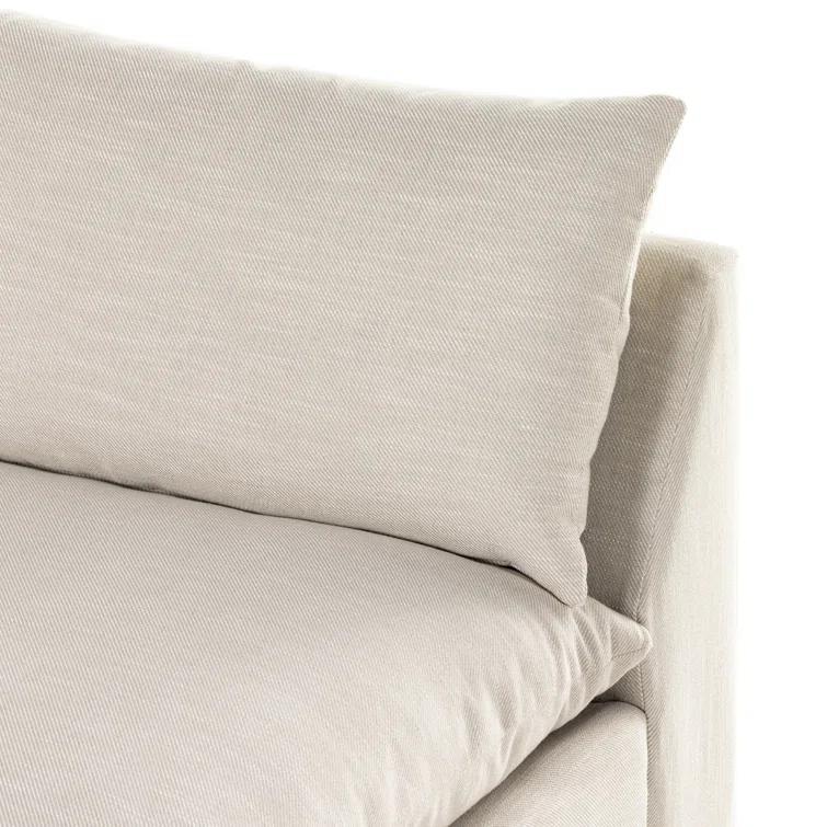 Ashby Oatmeal Armless Sofa with Espresso Wood Base