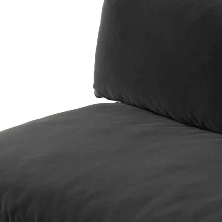 Henry Charcoal Armless Sofa with Espresso Solid Wood Base