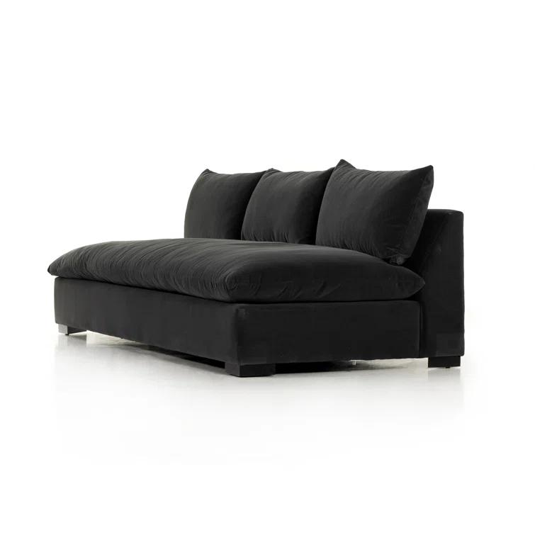 Henry Charcoal Armless Sofa with Espresso Solid Wood Base