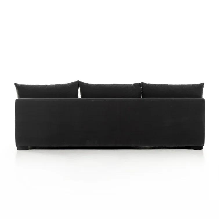 Henry Charcoal Armless Sofa with Espresso Solid Wood Base