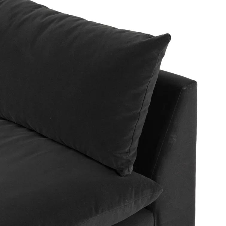 Henry Charcoal Armless Sofa with Espresso Solid Wood Base