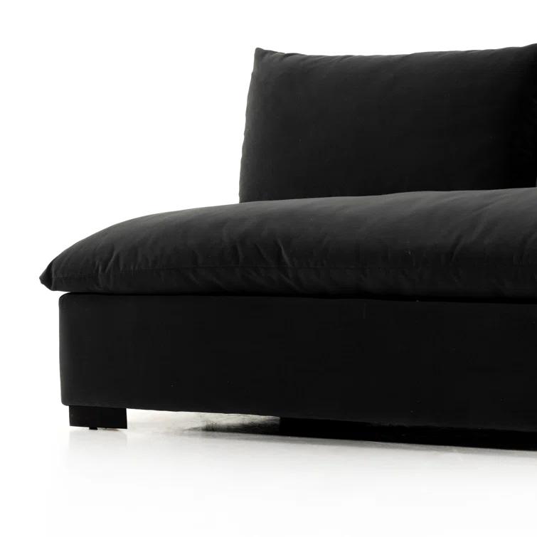 Henry Charcoal Armless Sofa with Espresso Solid Wood Base