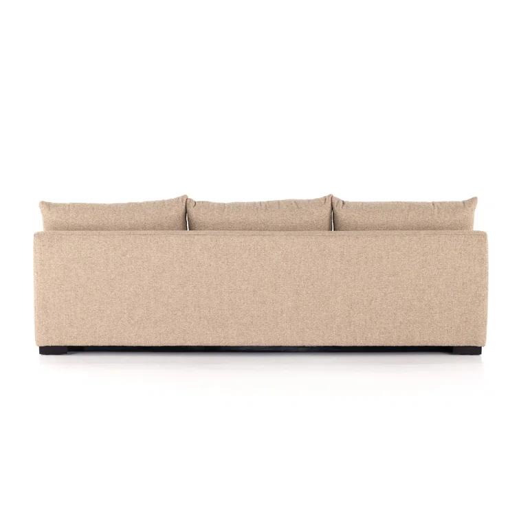 Heron Sand Armless Fabric Sofa with Wood Frame