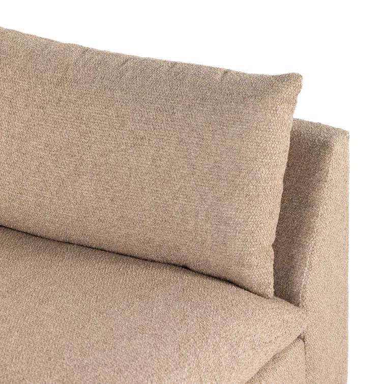 Heron Sand Armless Fabric Sofa with Wood Frame
