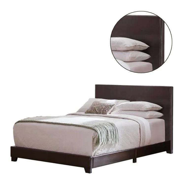 Winston Porter Clu Faux Leather Upholstered Twin Panel Bed Brown