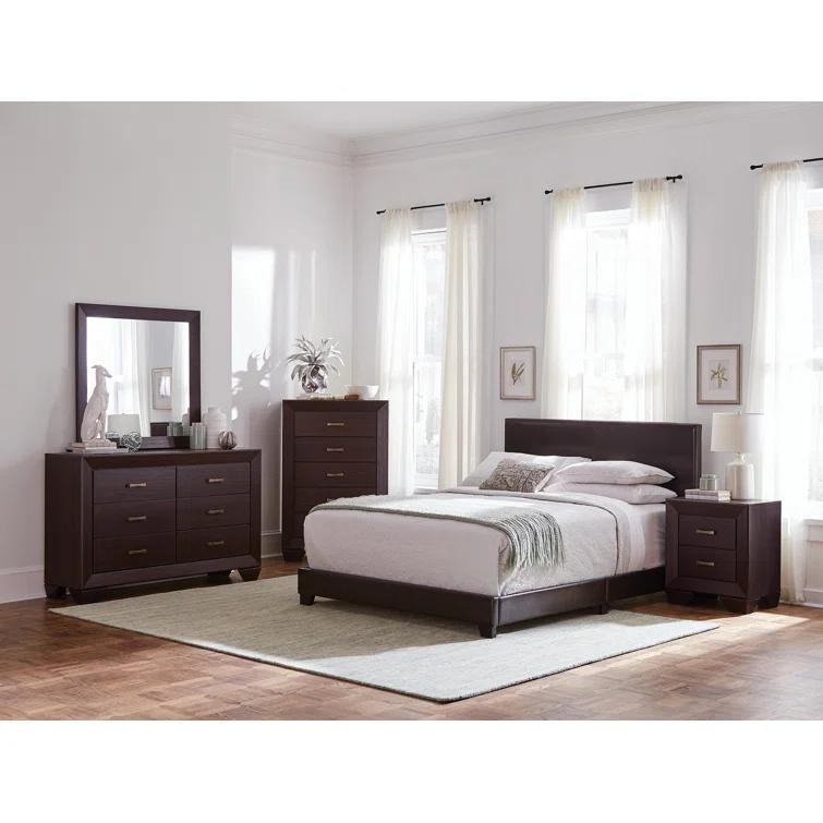 Winston Porter Clu Faux Leather Upholstered Twin Panel Bed Brown