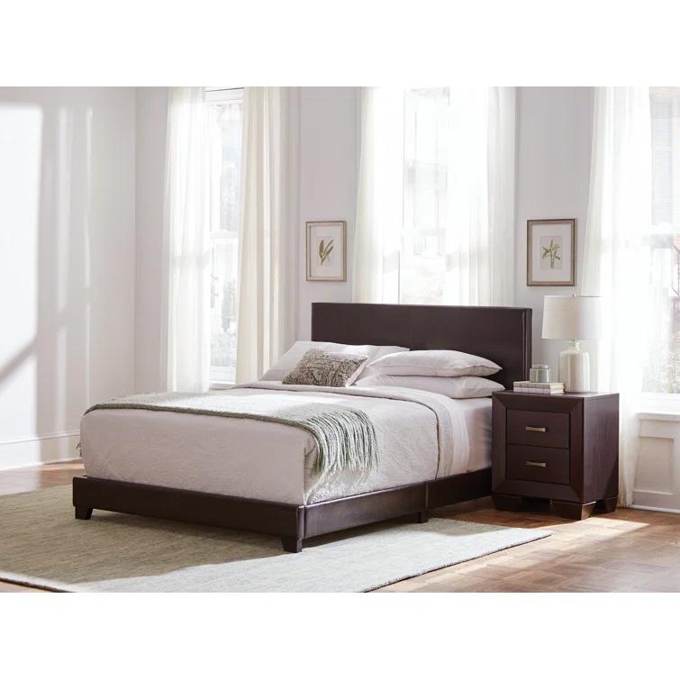 Winston Porter Clu Faux Leather Upholstered Twin Panel Bed Brown