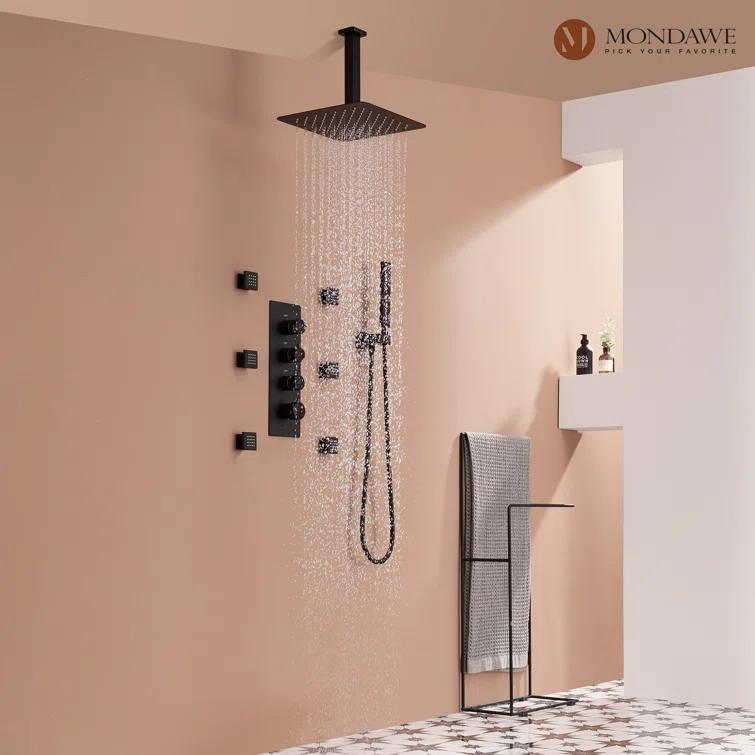 Herathena 3 Functions Ceiling Mounted Luxury Shower System with 6 Body Jets (Rough-in Valve Included)