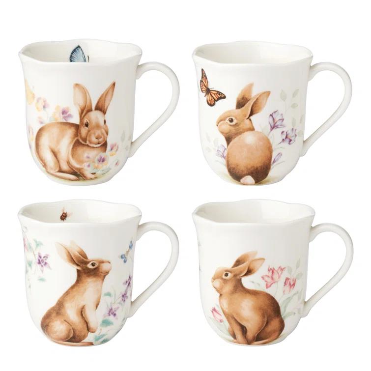 Lenox Butterfly Meadow Bunny 4Pc Mugs