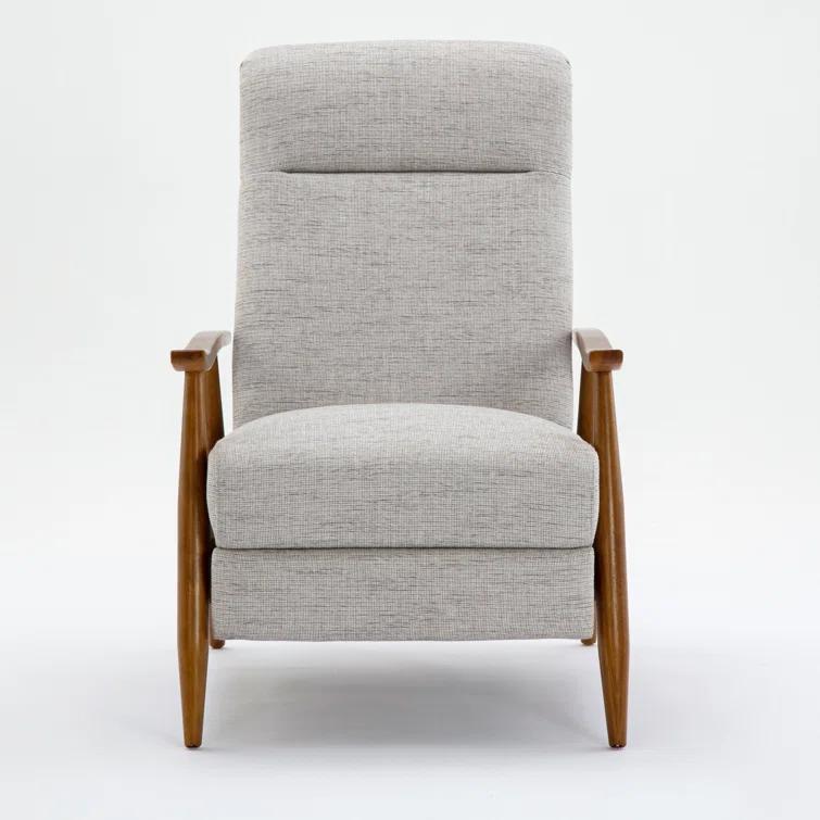 Terni Wood Arm Push Back Recliner in Sea Oat Beige Performance Fabric