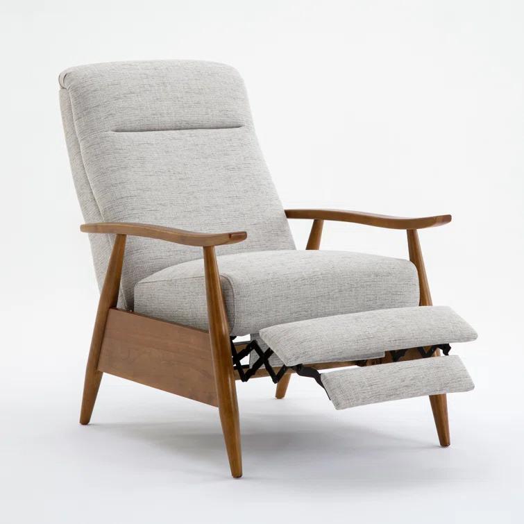 Terni Wood Arm Push Back Recliner in Sea Oat Beige Performance Fabric
