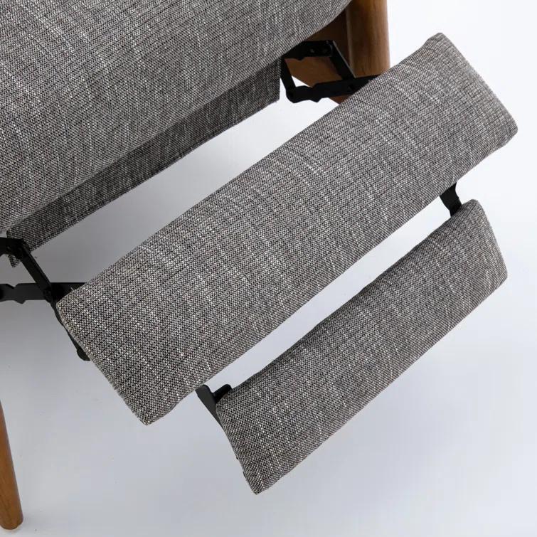 Comfort Pointe Terni Press-Back Recliner Ashen Gray: Stain-Resistant, Chestnut Wood Legs, Foam Fill