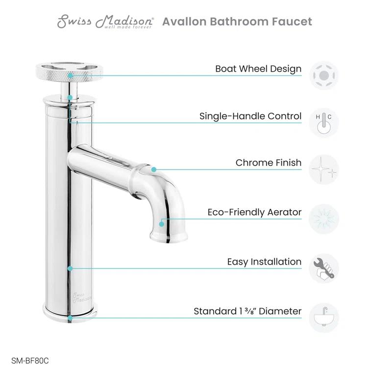 Avallon Single Hole, Single-Handle Wheel, Bathroom Faucet