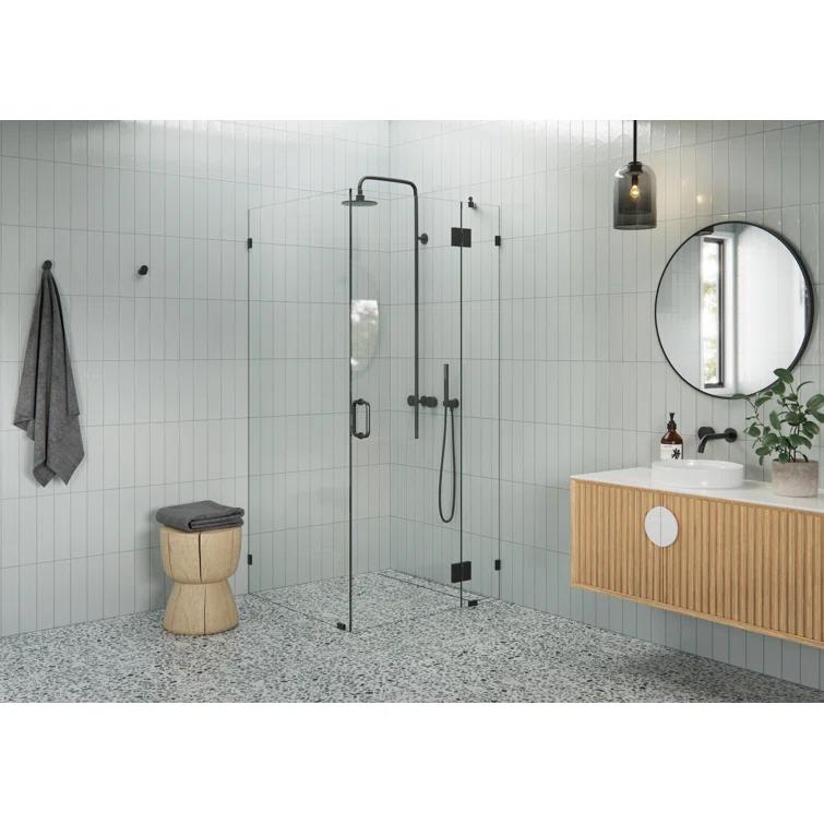 Halo 34.5 in. x 34.5 in. x 78 in. 90-degree Fully Frameless Glass Hinged Shower Enclosure