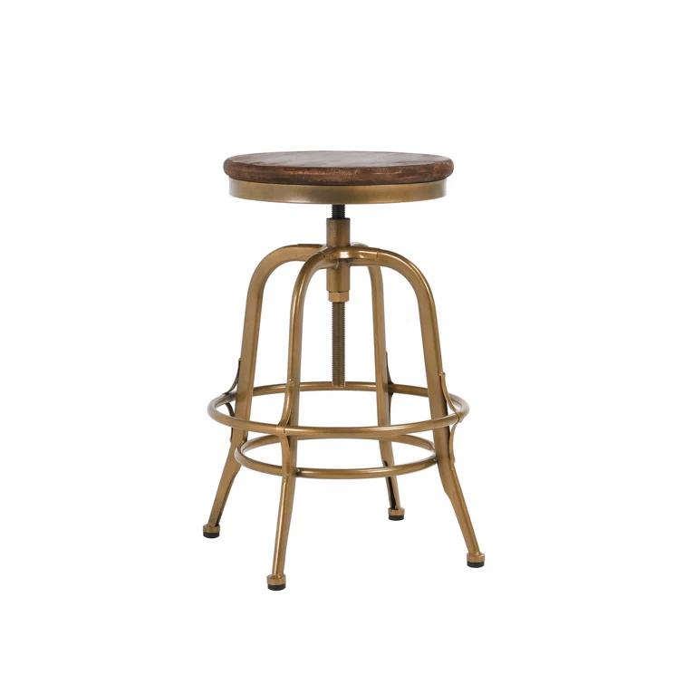 Piper 26" Brown and Brass Adjustable Metal Counter Stool
